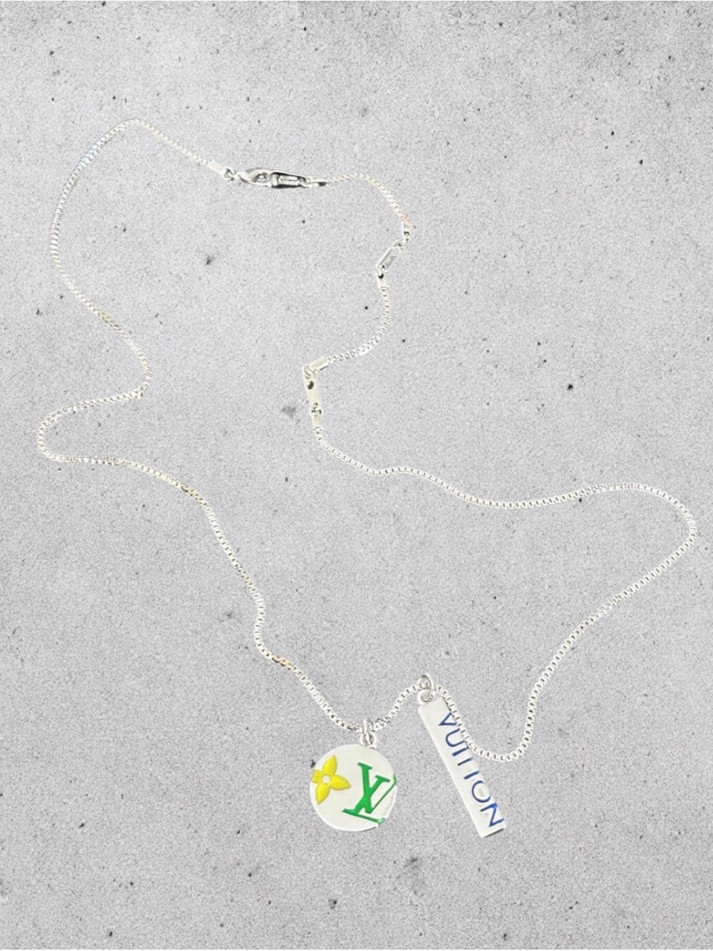Louis Vuitton Silver Pendant Necklace with Green & Yellow Accents - Picture 2 of 3